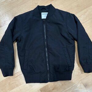Old Navy Black Full Zip Bomber Jacket Boys Size Small 6-7
